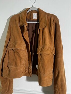 Free People Chestnut Brown Suede Snap-Front Jacket